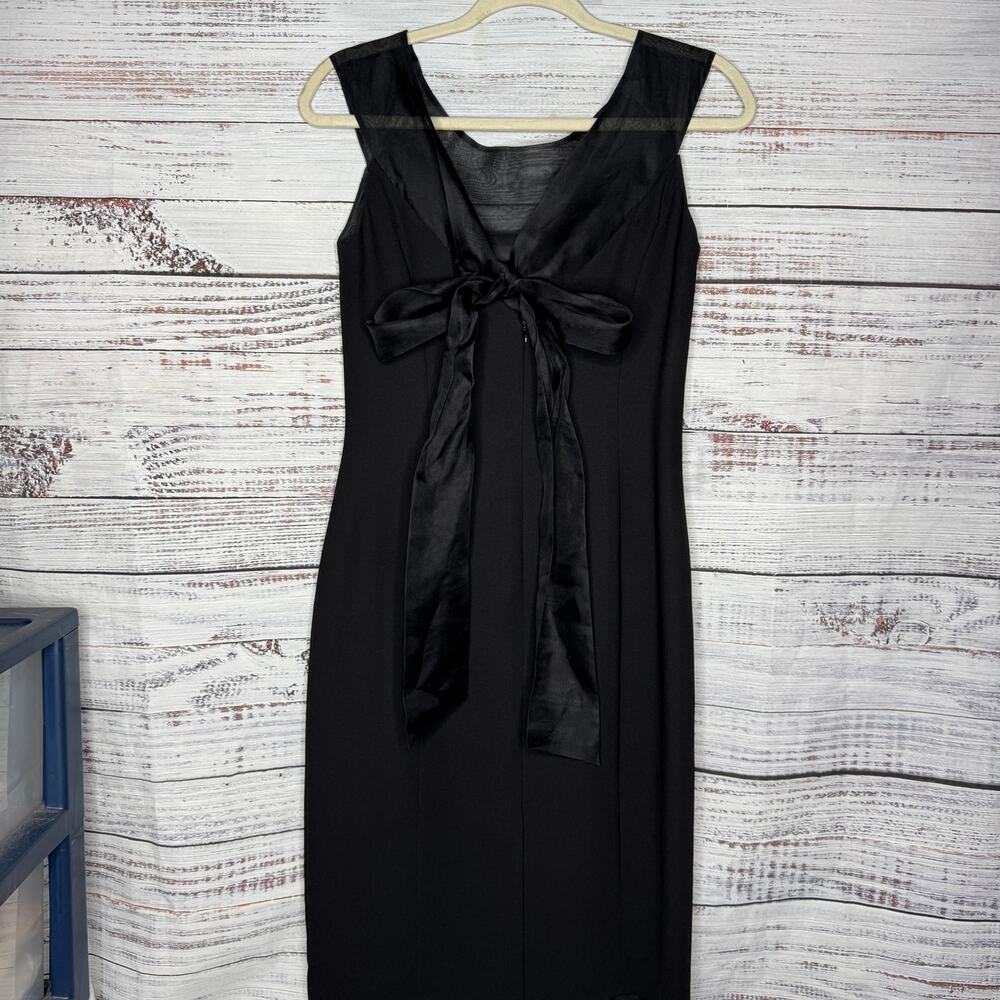 Talbots Black Sheer Sleeve Back Bow Tie Dress Women's 4 - Picture 2 of 3